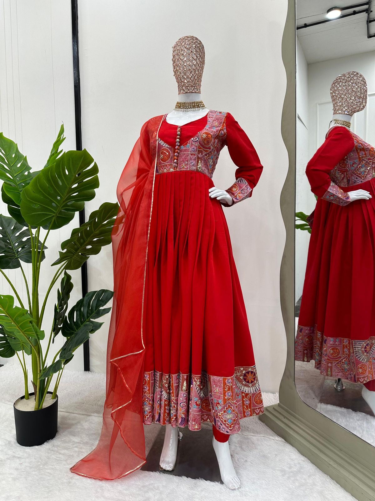 Designer Red Ethnic Set