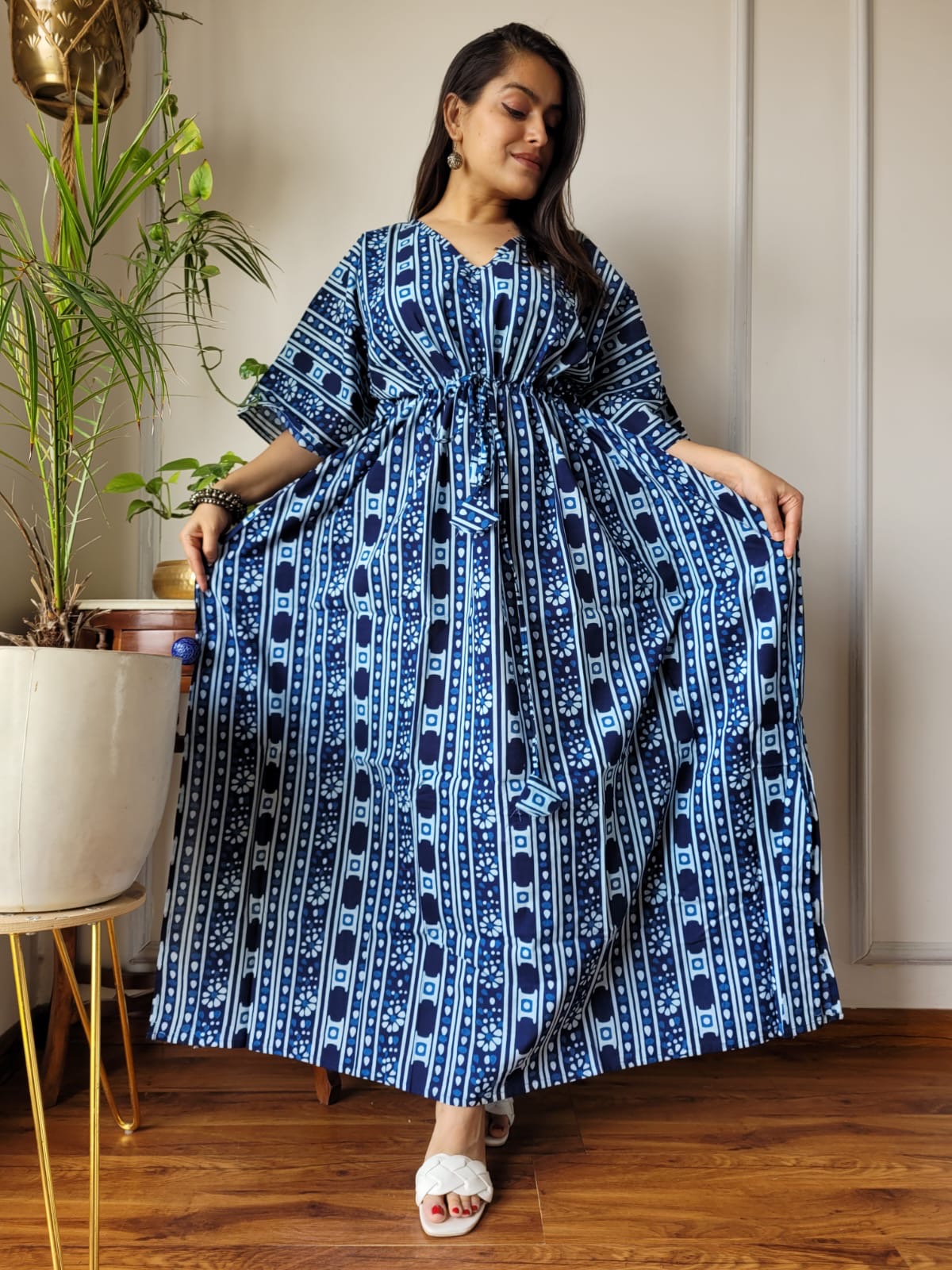 Hand Block Printed Cotton Free Size Dress