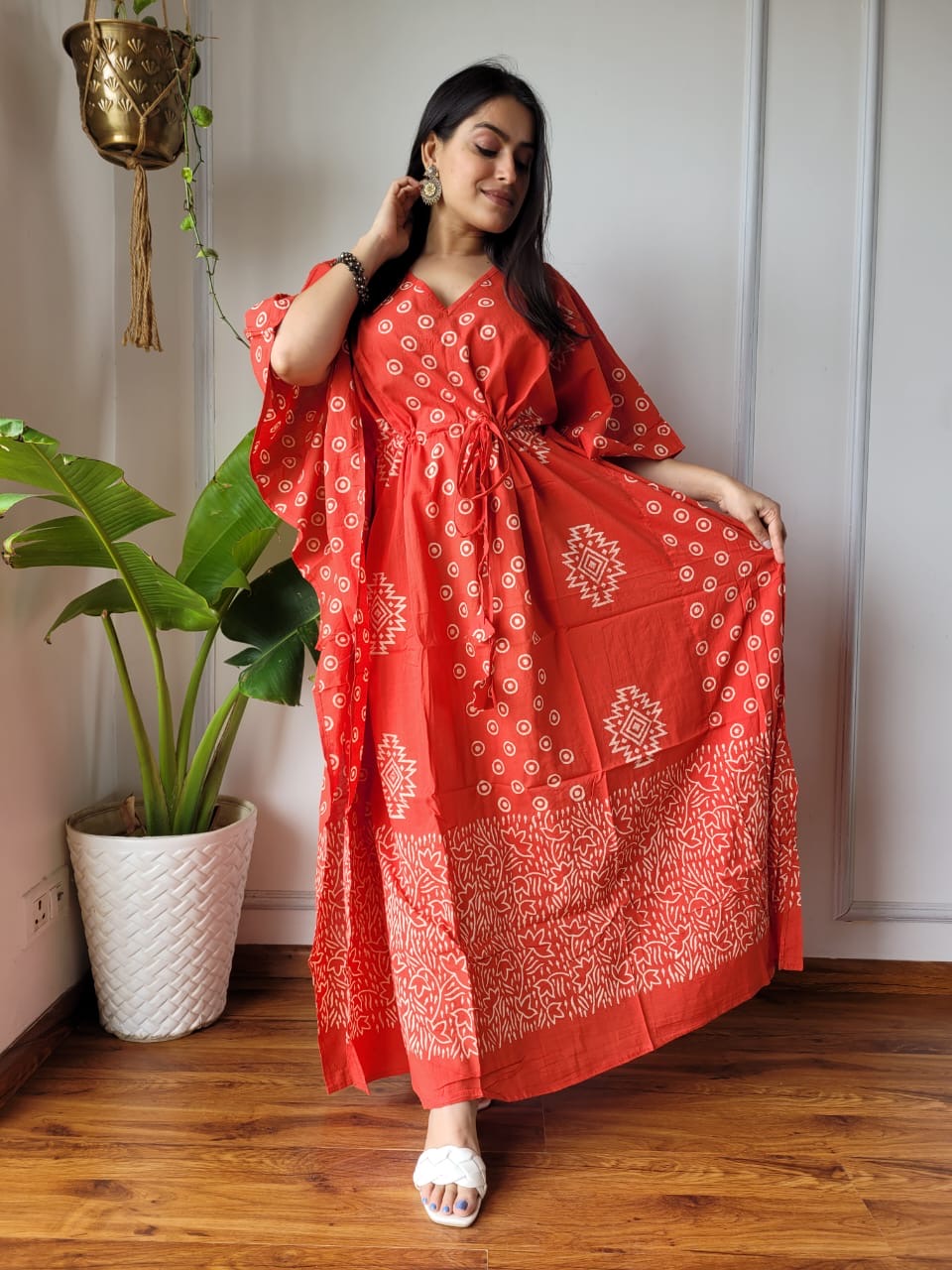 Hand Block Printed Cotton Free Size Dress