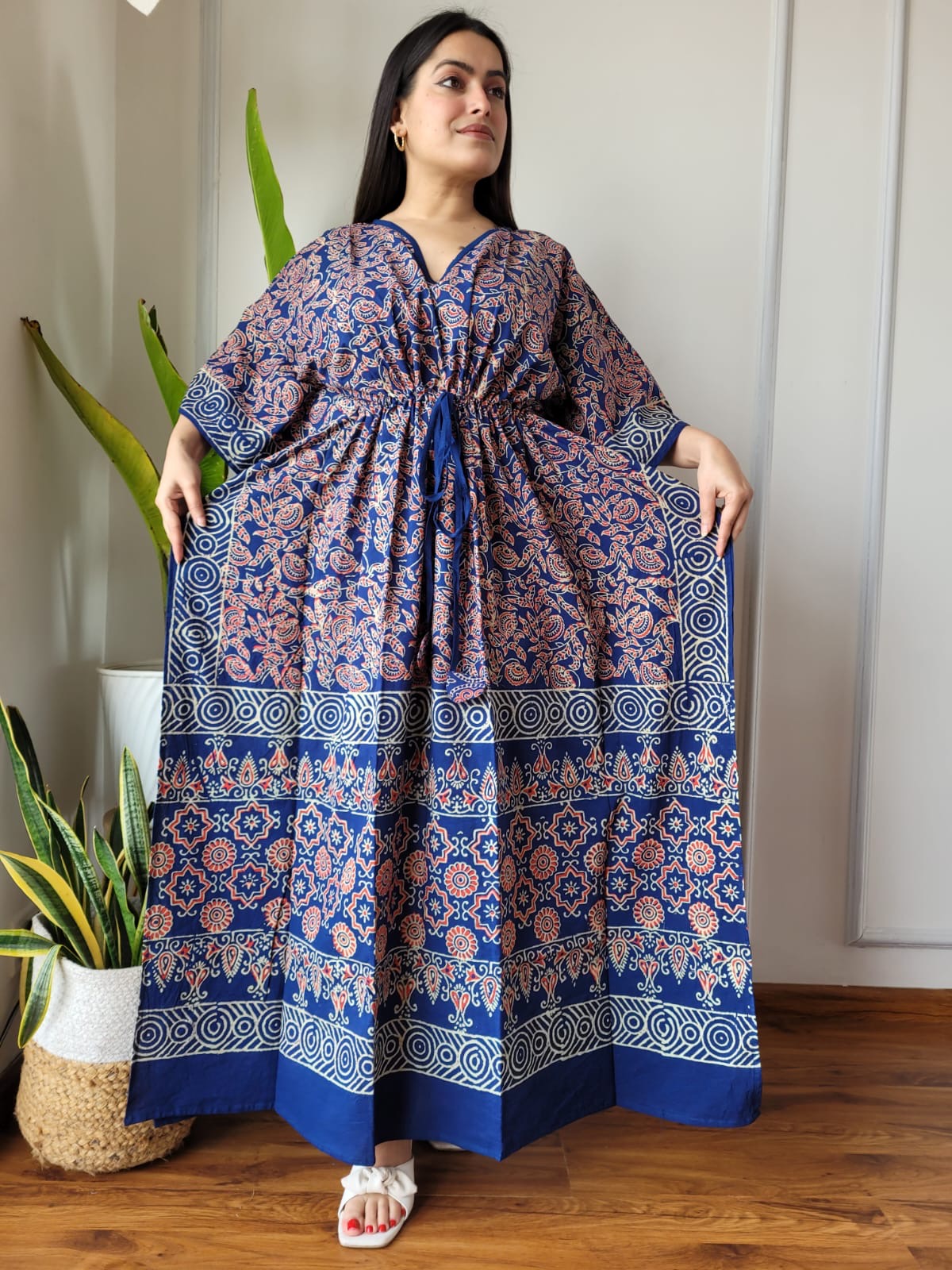 Hand Block Printed Cotton Free Size Dress