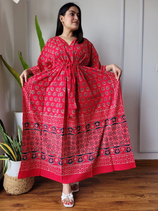 Hand Block Printed Cotton Free Size Dress