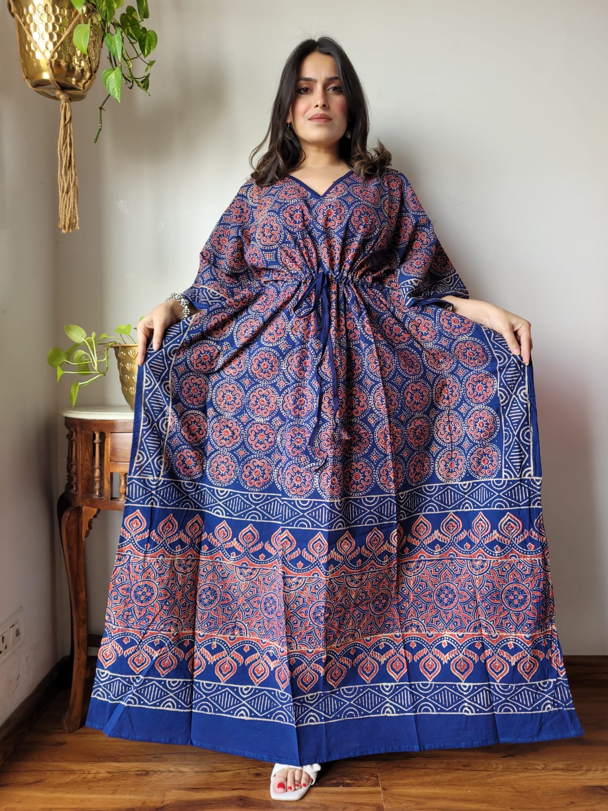 Hand Block Printed Cotton Free Size Dress