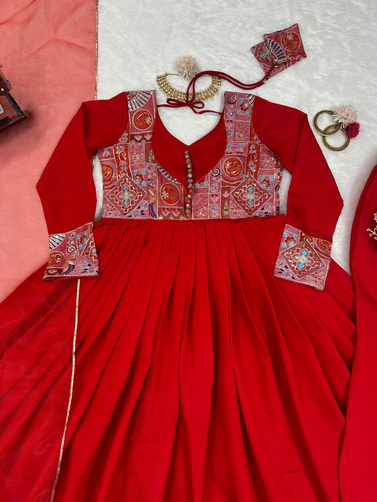 Designer Red Ethnic Set