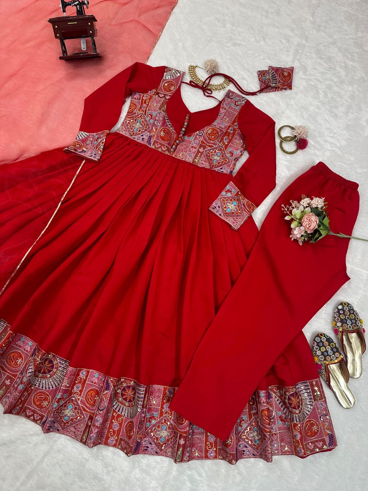 Designer Red Ethnic Set