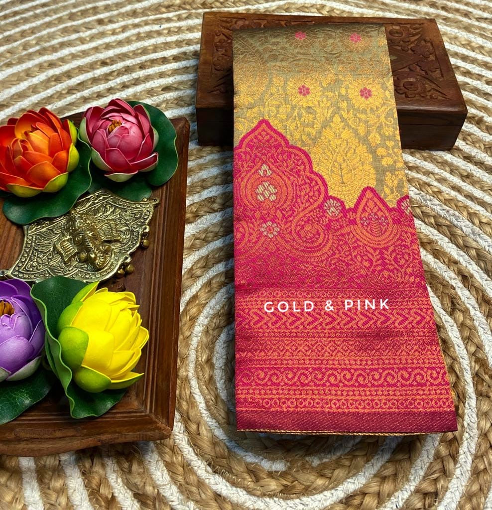 Luxurious Copper Zari Soft Silk Saree