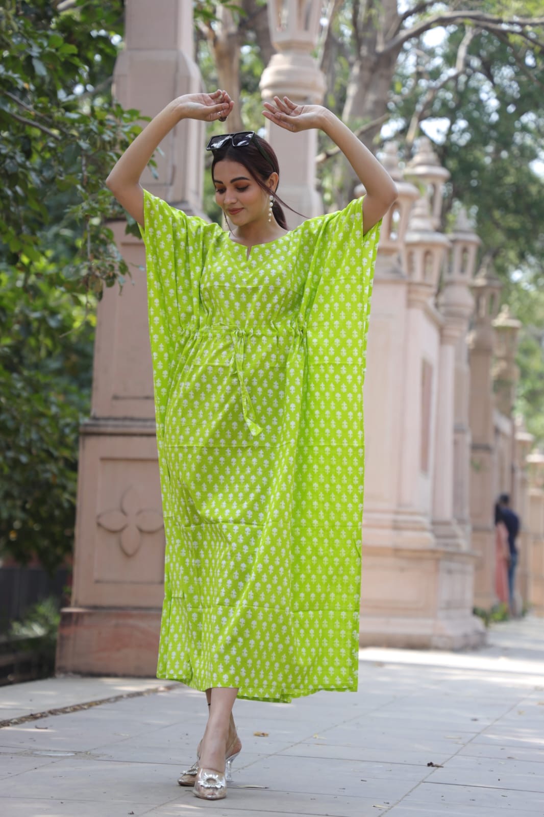 Hand Block Printed Cotton Free Size Dress