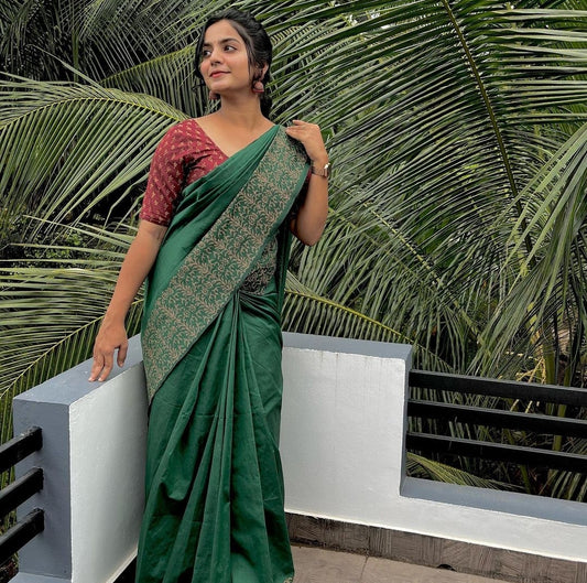 South Indian Cotton Hand-Printed saree