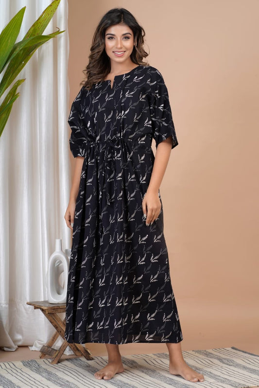 Hand Block Printed Cotton Free Size Dress