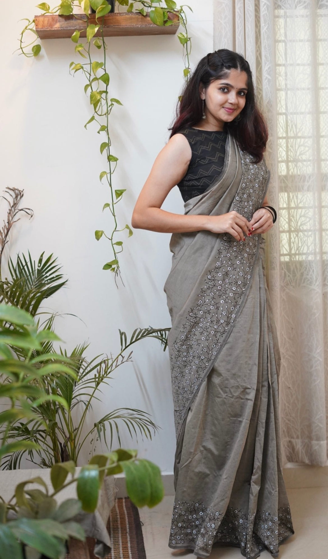 South Indian Cotton Hand-Printed saree