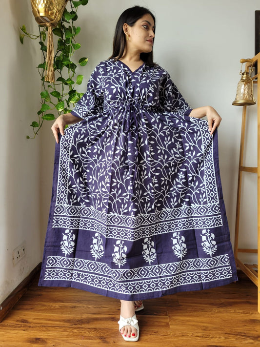 Hand Block Printed Cotton Free Size Dress