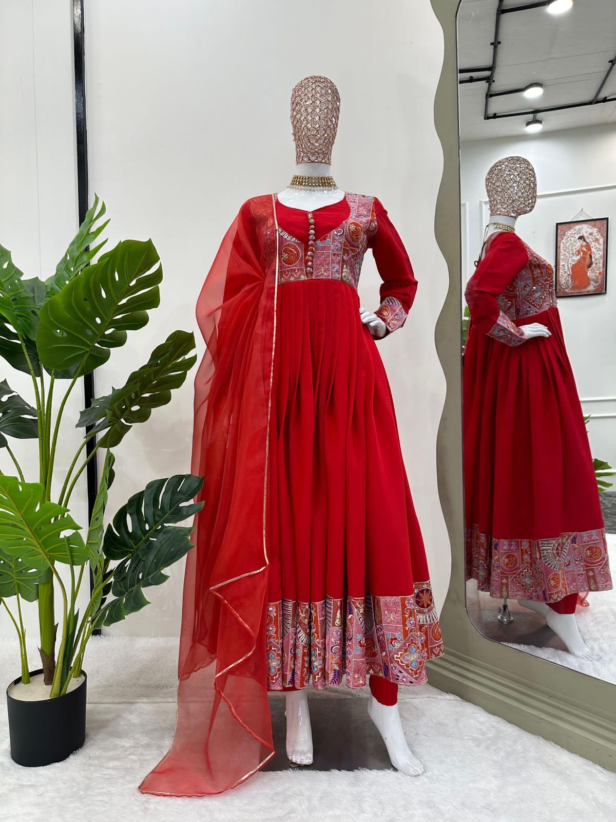 Designer Red Ethnic Set