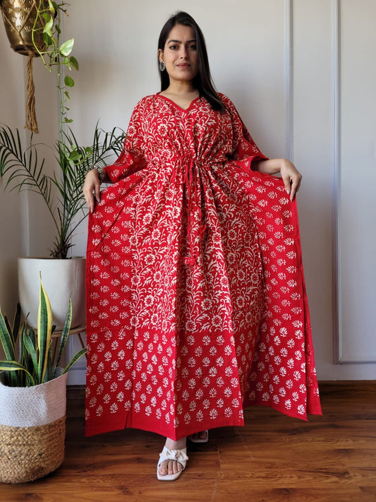 Hand Block Printed Cotton Free Size Dress