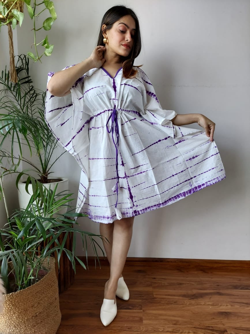 Hand Block Printed Free-Size Short Kaftan Dress