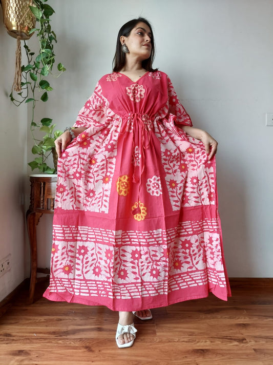 Hand Block Printed Cotton Free Size Dress