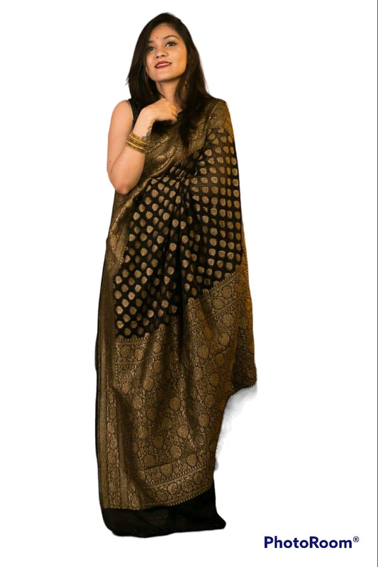 Banarasi Hand Woven Khaddi Georgette Silk Saree