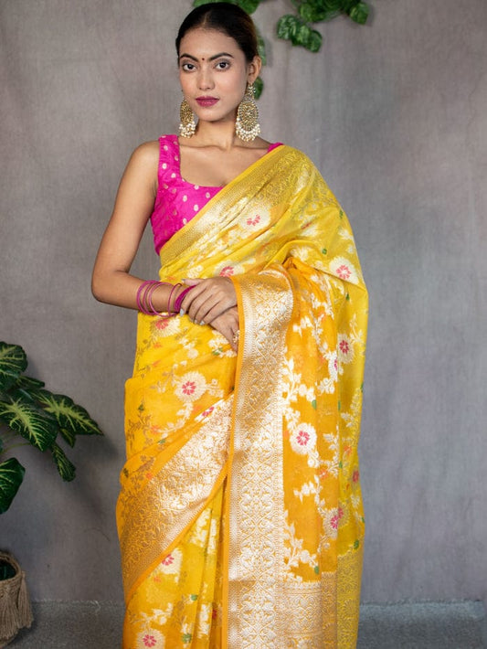 Banarasi Hand Woven Khaddi Georgette Silk Saree