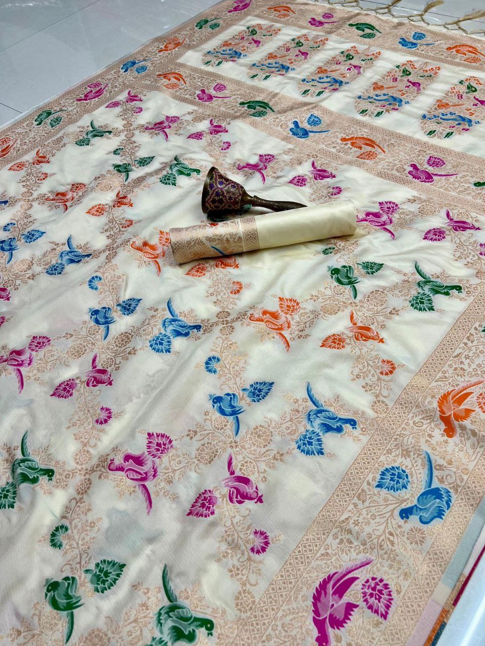 Nita Ambani Inspired Elegant Banarasi Silk Saree with Minakari Work