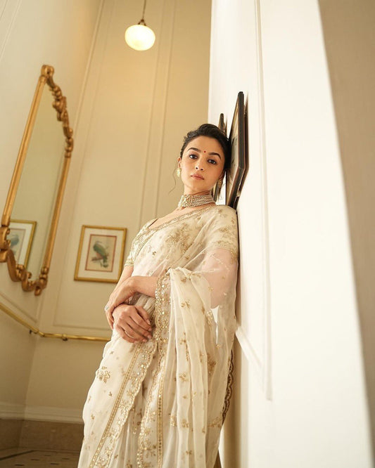 Alia Bhatt Inspired Viscose Organza Silk Saree