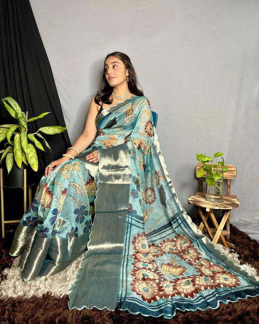 Kanchipuram Jacquard Border Organza Saree