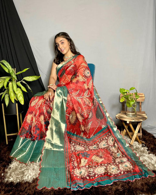 Kanchipuram Jacquard Border Organza Saree