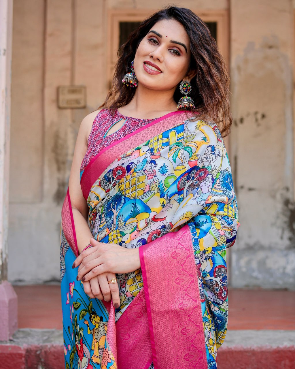 Silk Digital Printed Saree (Rich pallu and an intricate brocade blouse)