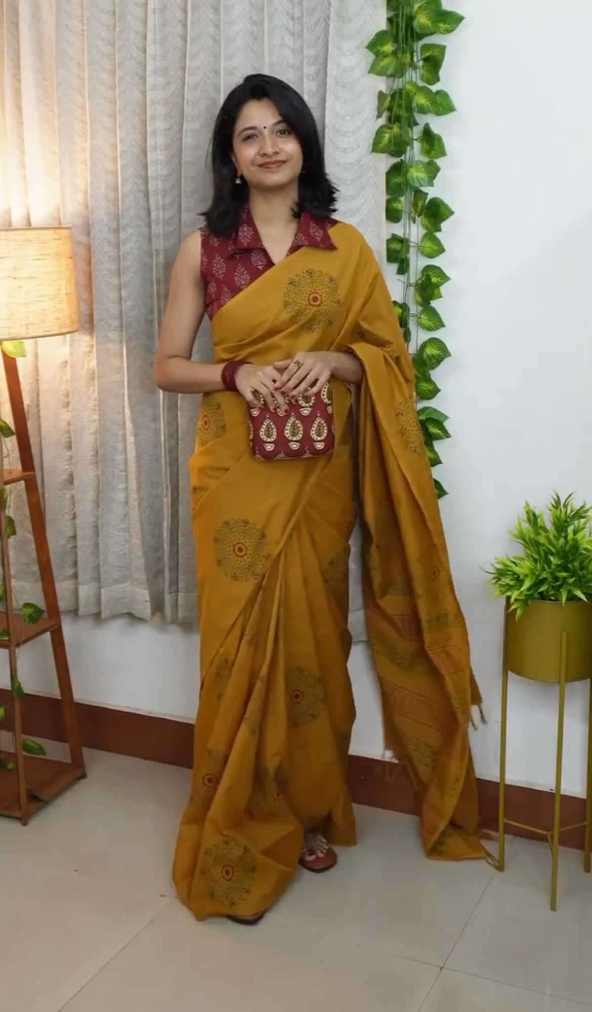 South Indian Cotton Hand-Printed saree