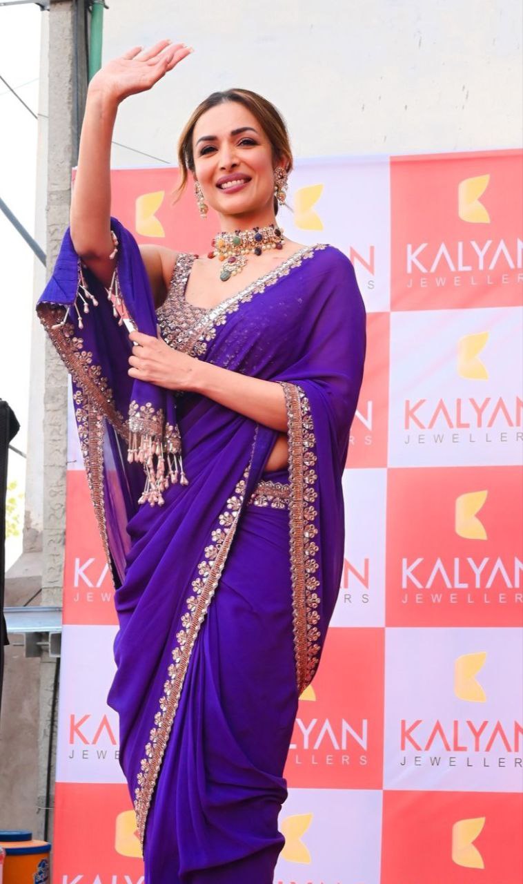 Malaika Arora Heavy Embroidery Sequence Work Saree