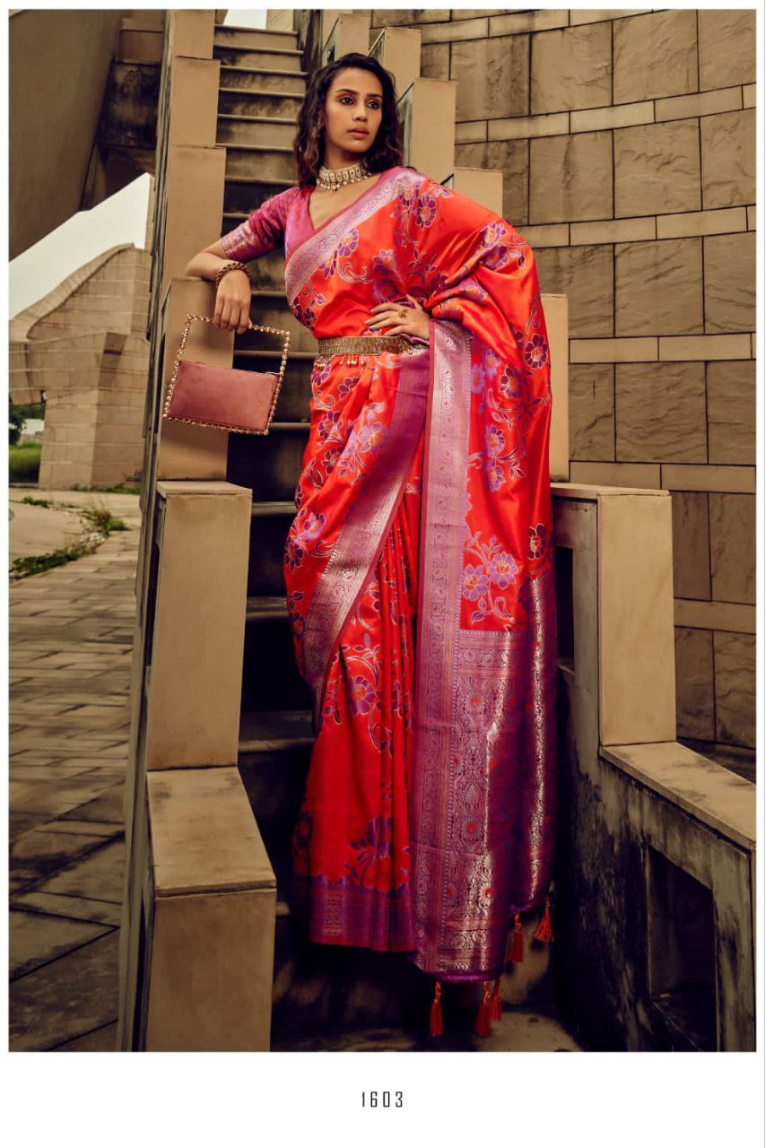 Smooth Satin Brasso Handwoven  Silk Saree