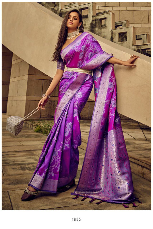 Smooth Satin Brasso Handwoven  Silk Saree