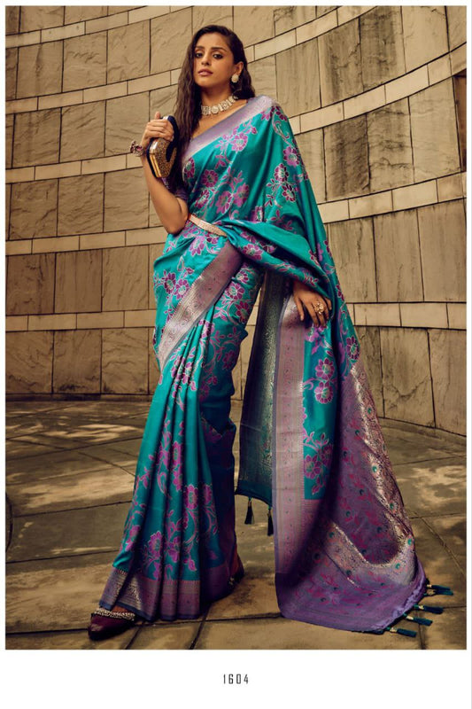 Smooth Satin Brasso Handwoven  Silk Saree