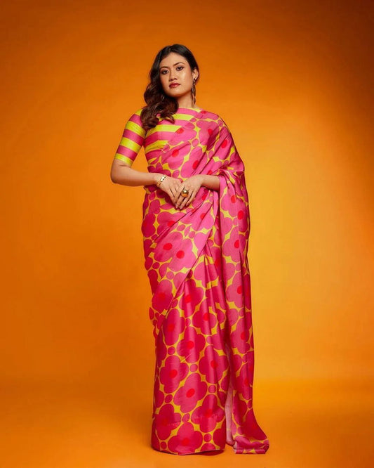 Satin Silk Saree Ensemble