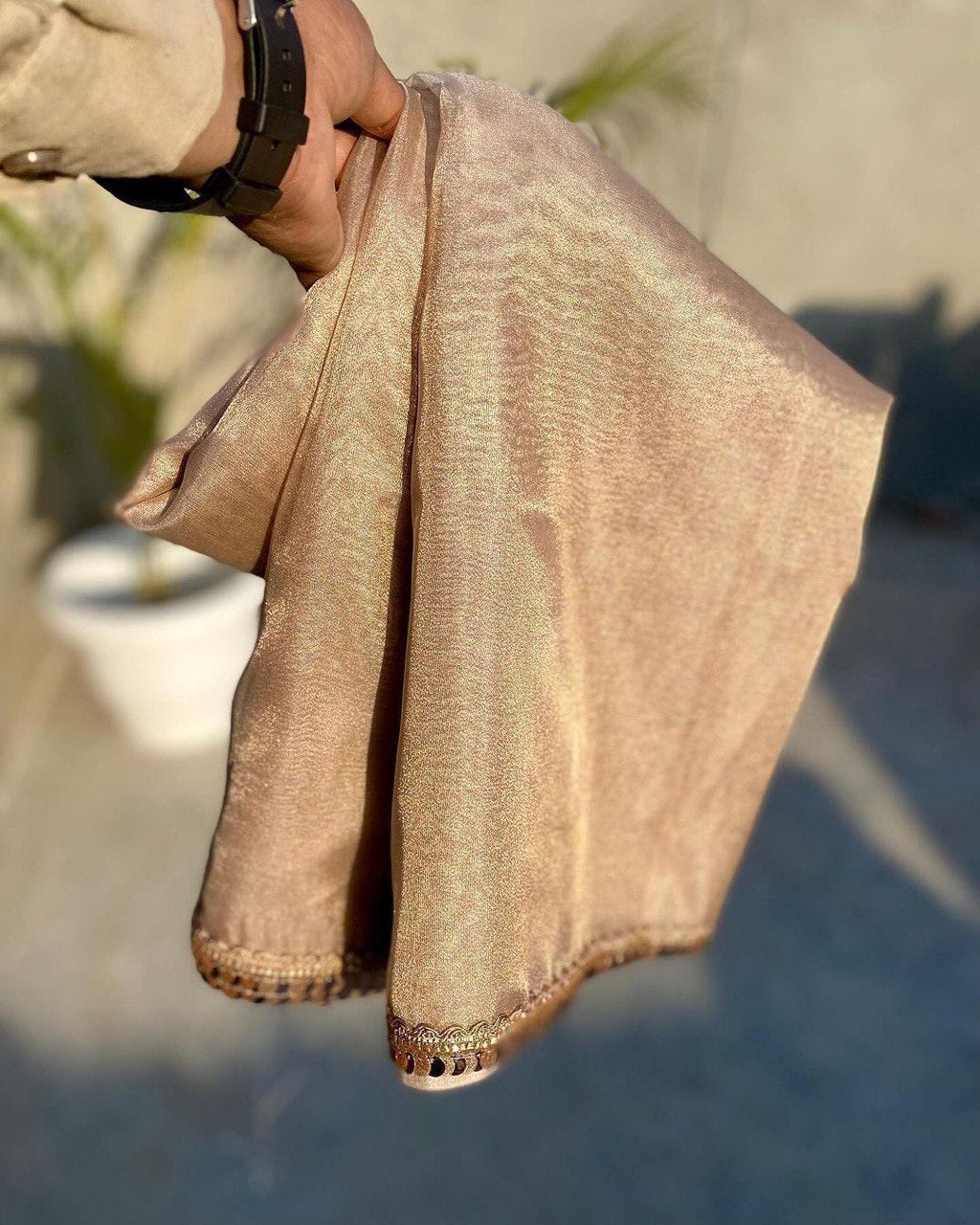 Special Golden Shaded Soft Shining Fabric Rich Party Wear Saree
