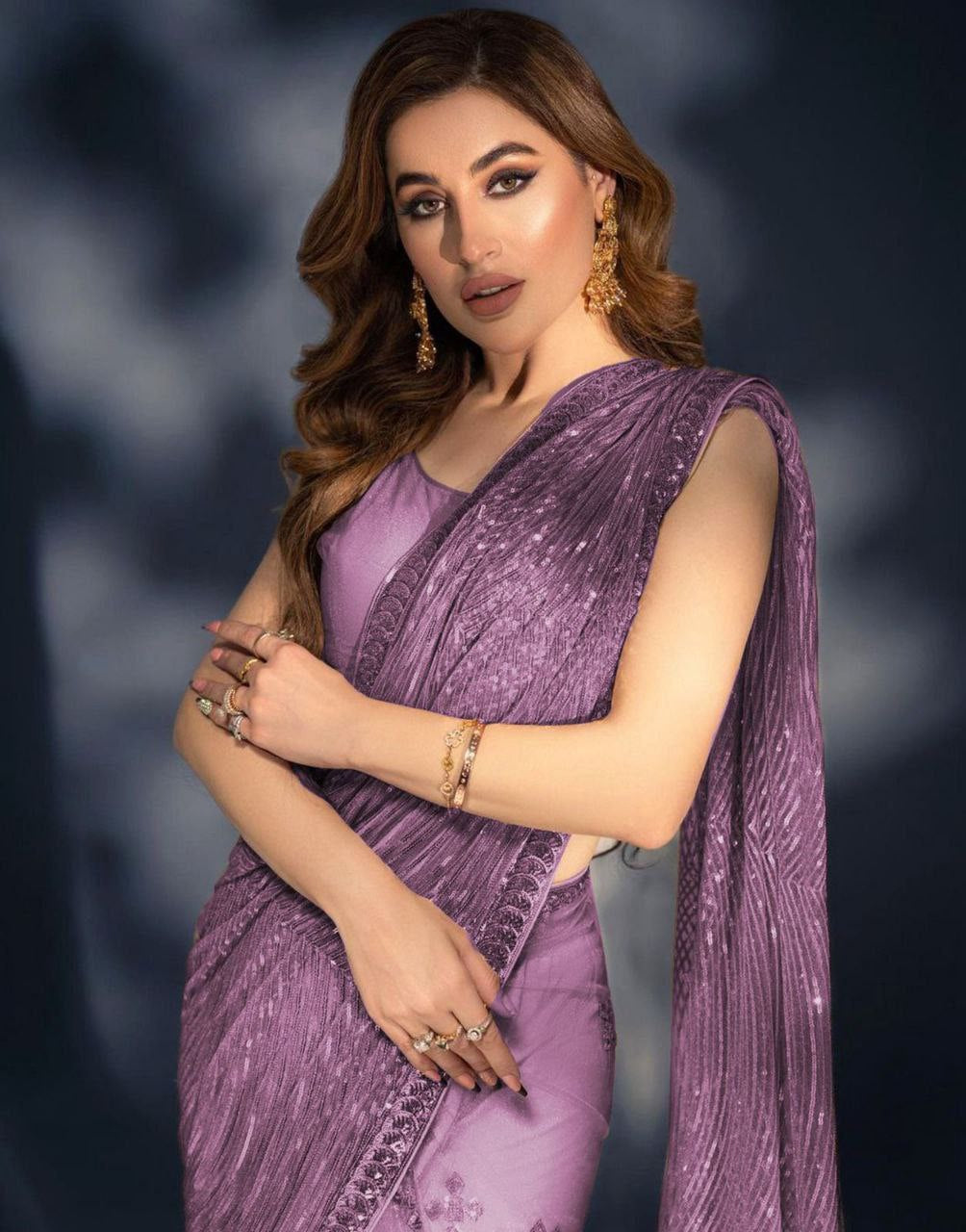 Lavendar Luxurious Soft Georgette Saree