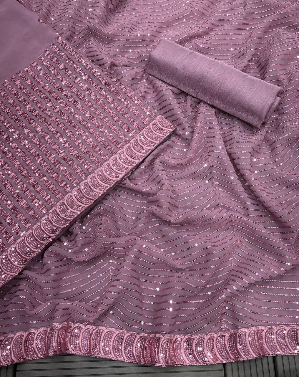 Lavendar Luxurious Soft Georgette Saree