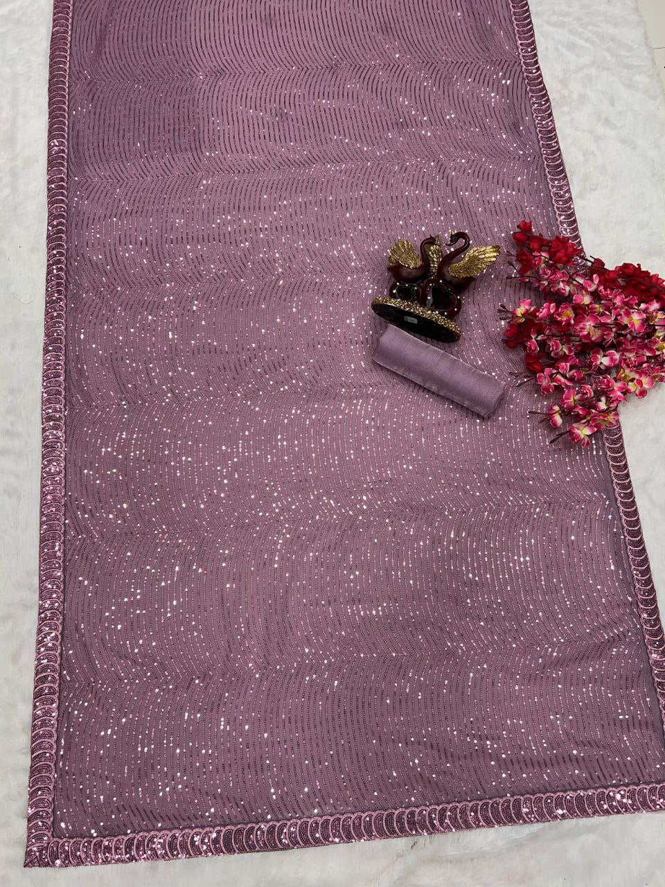 Lavendar Luxurious Soft Georgette Saree