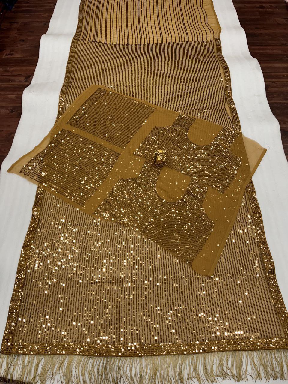 MADHURI DIXIT Blockbuster Golden Sequins Design Saree