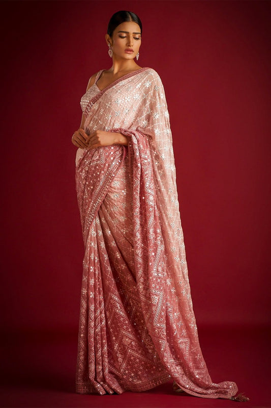 Celebrity Inspired Fox Georgette Half-Half Saree