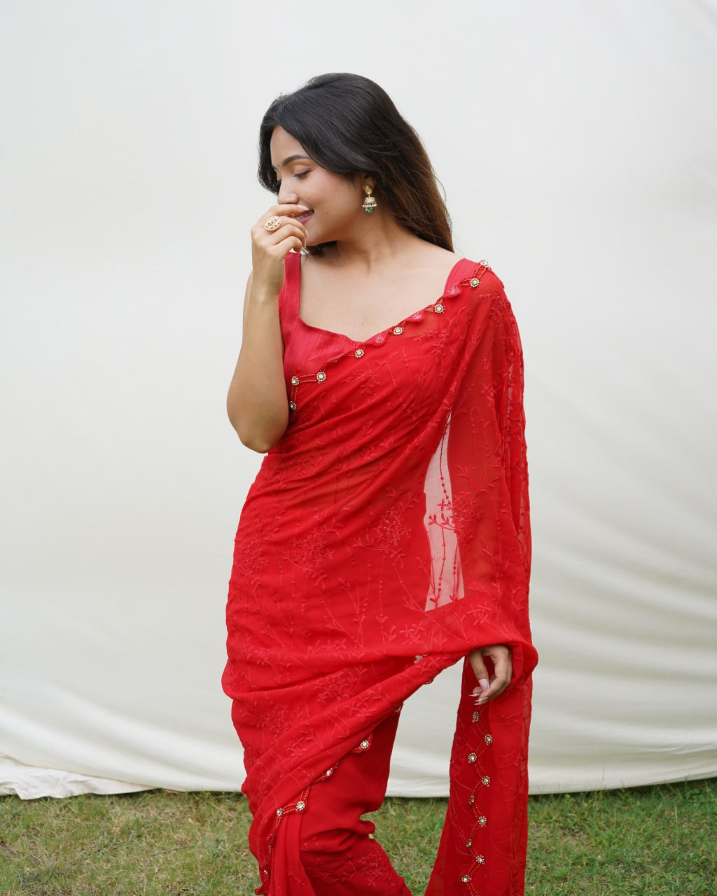 Pure Georgette Chikankari Sarees