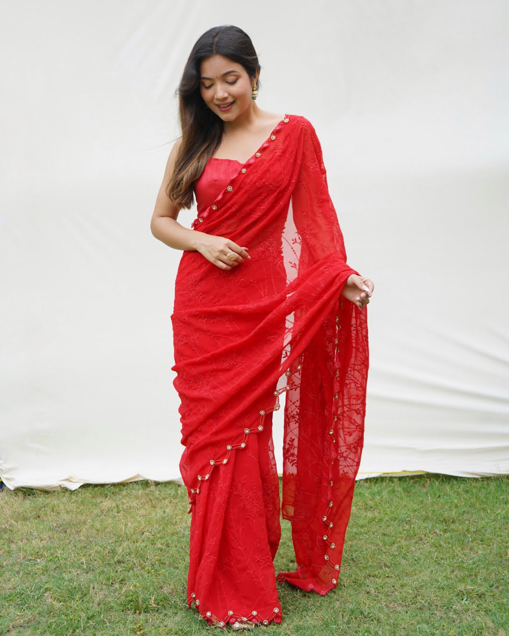 Pure Georgette Chikankari Sarees