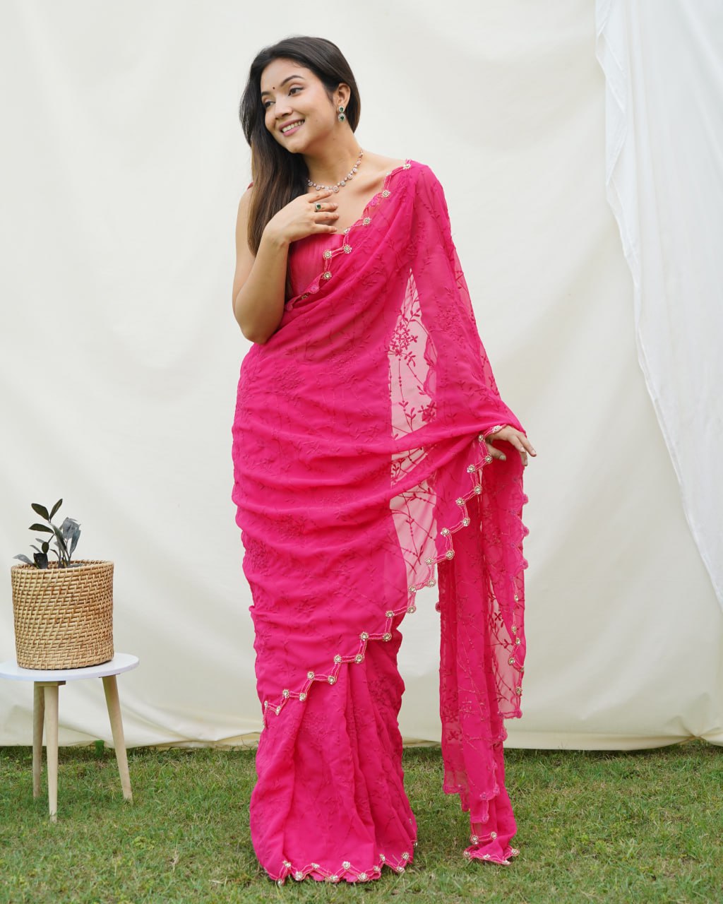 Pure Georgette Chikankari Sarees