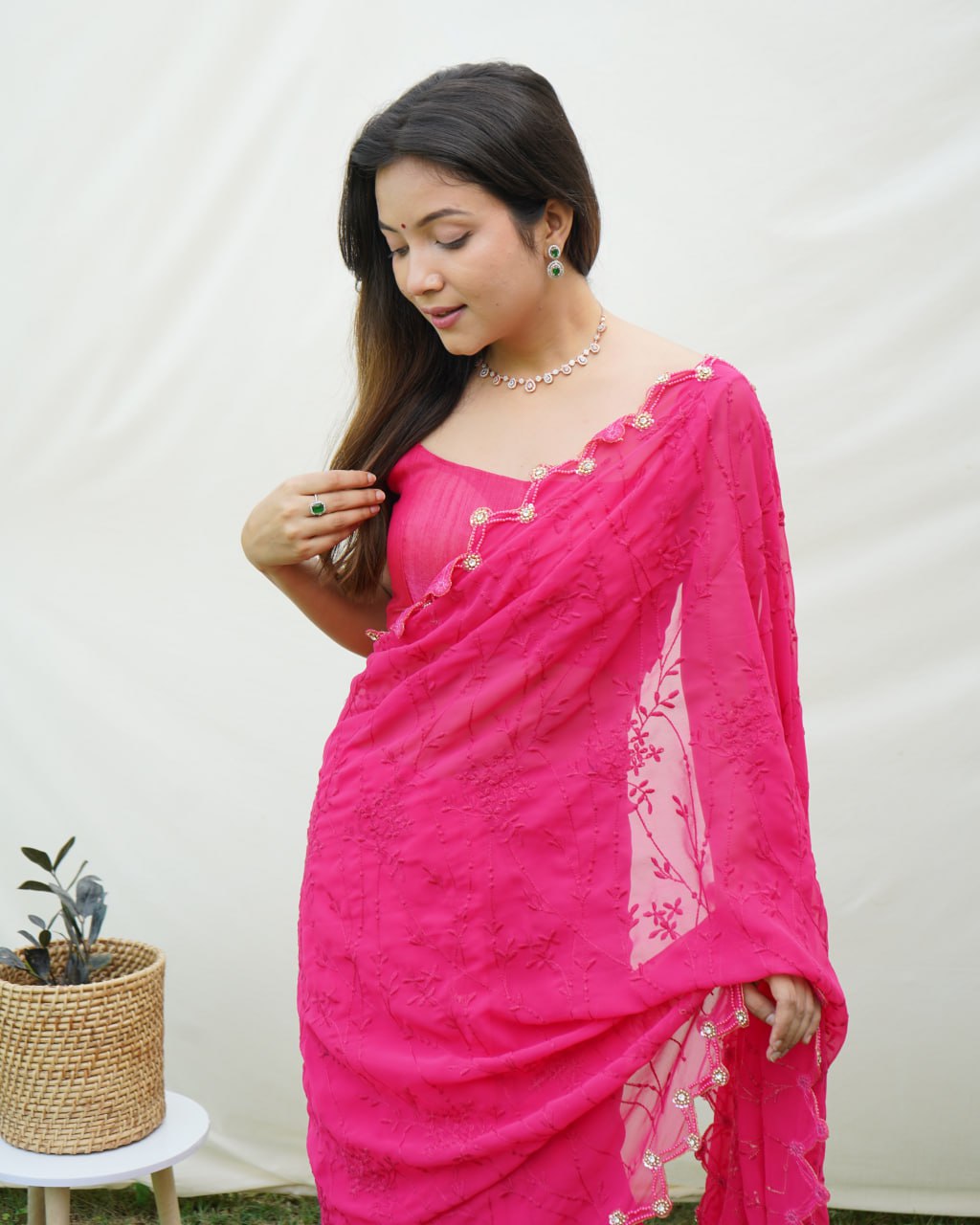 Pure Georgette Chikankari Sarees