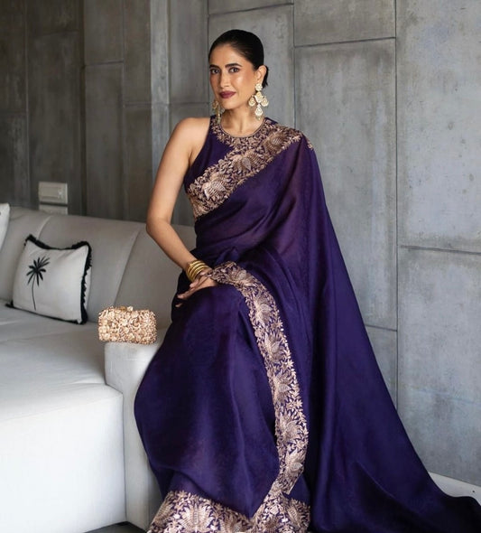 Celebrity Inspired Heavy Berberry Silk Saree