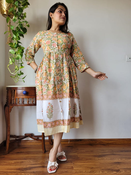 Hand Printed Cotton Dress