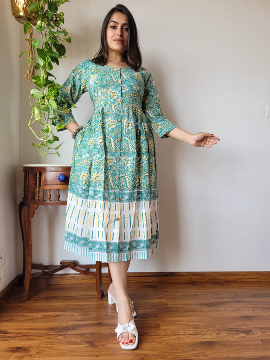 Hand Printed Cotton Dress