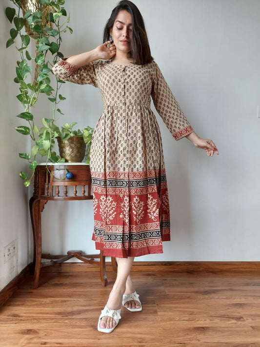 Hand Printed Cotton Dress