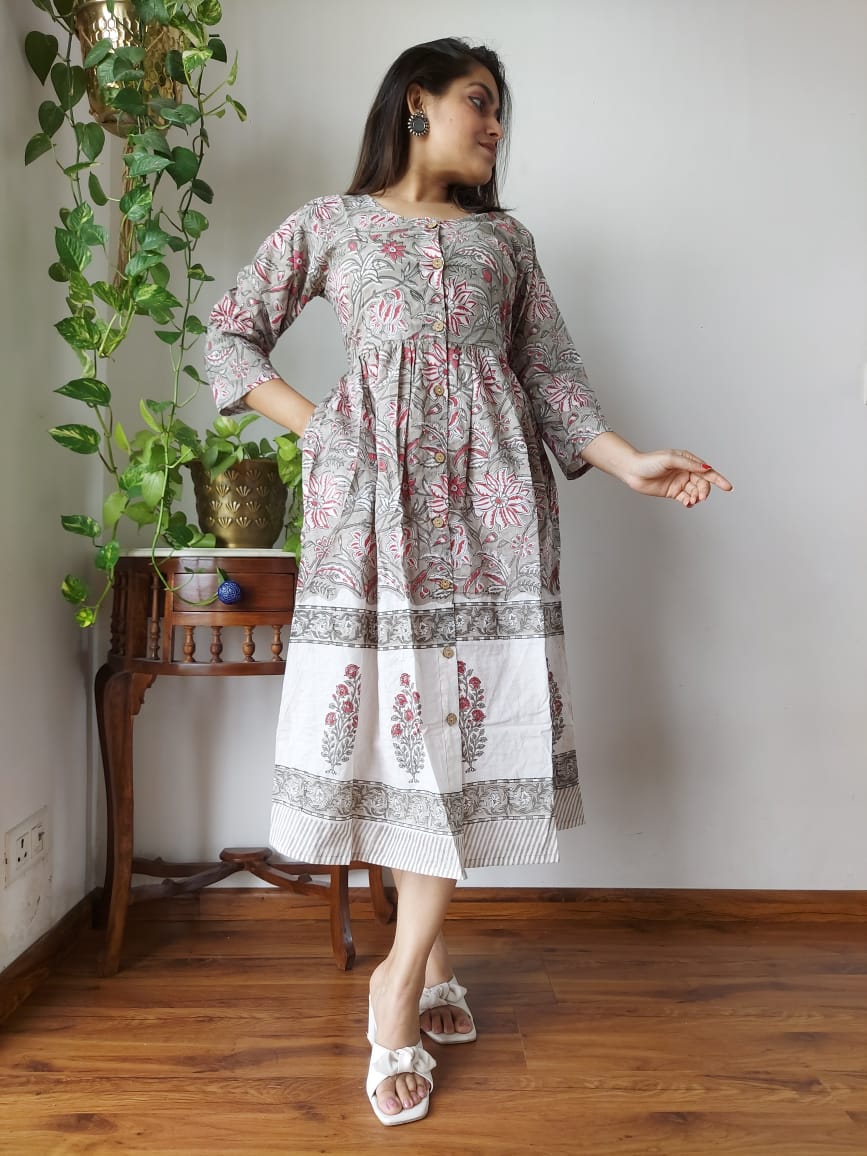 Hand Printed Cotton Dress