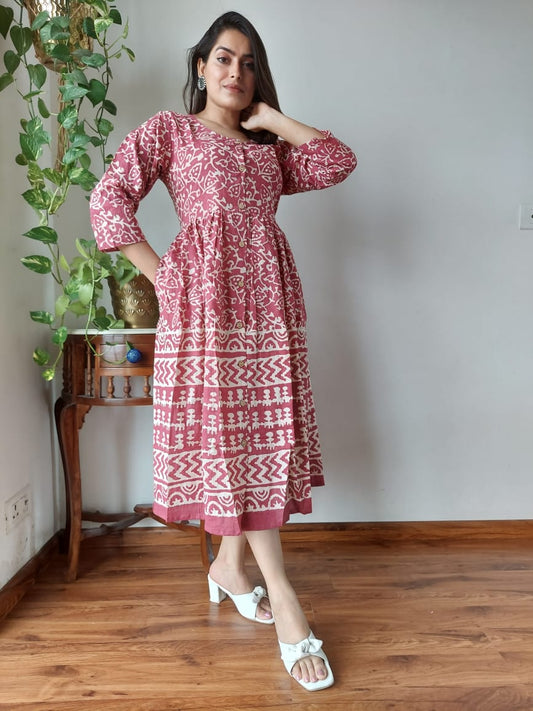 Hand Printed Cotton Dress