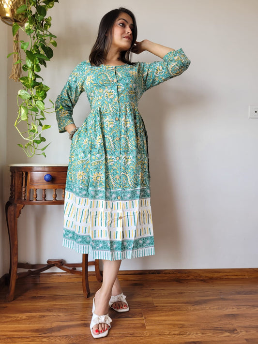 Hand Printed Cotton Dress