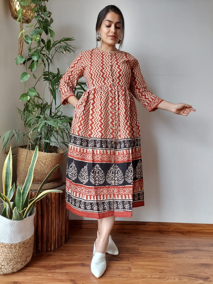 Hand Printed Cotton Dress