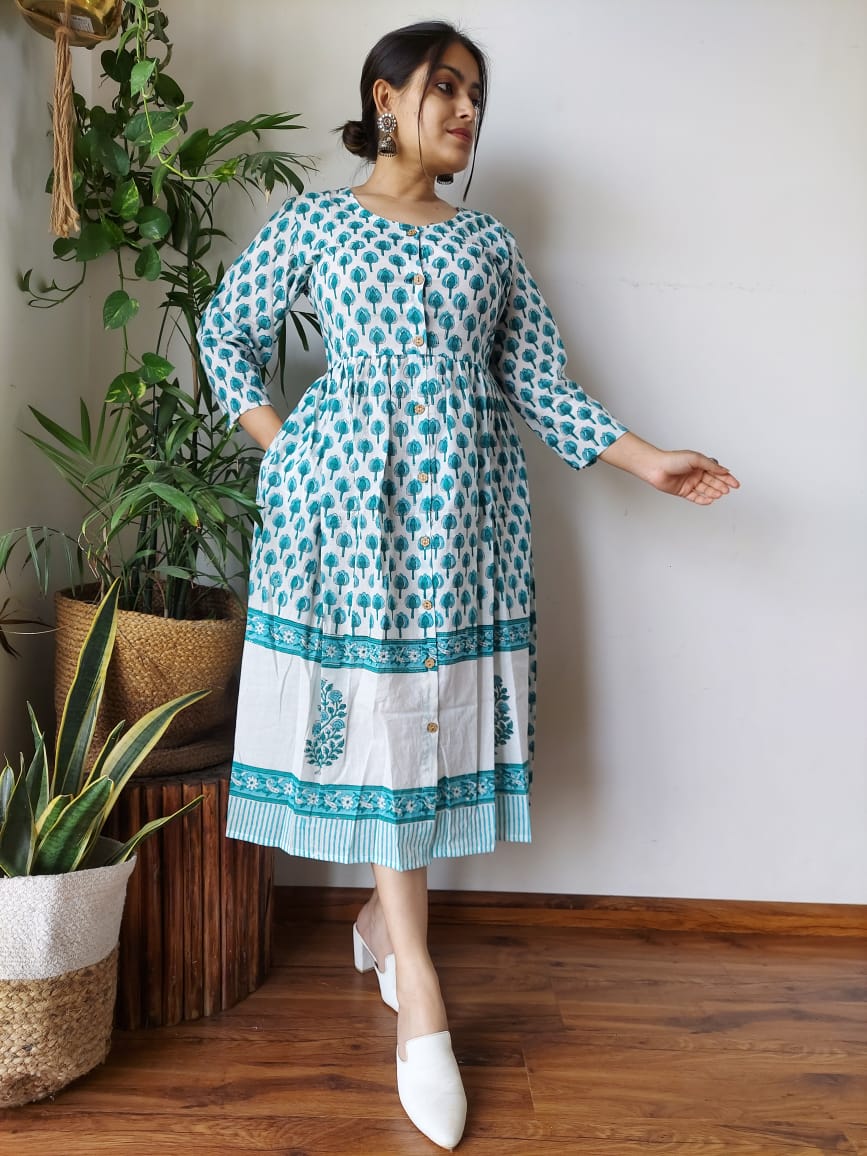 Hand Printed Cotton Dress